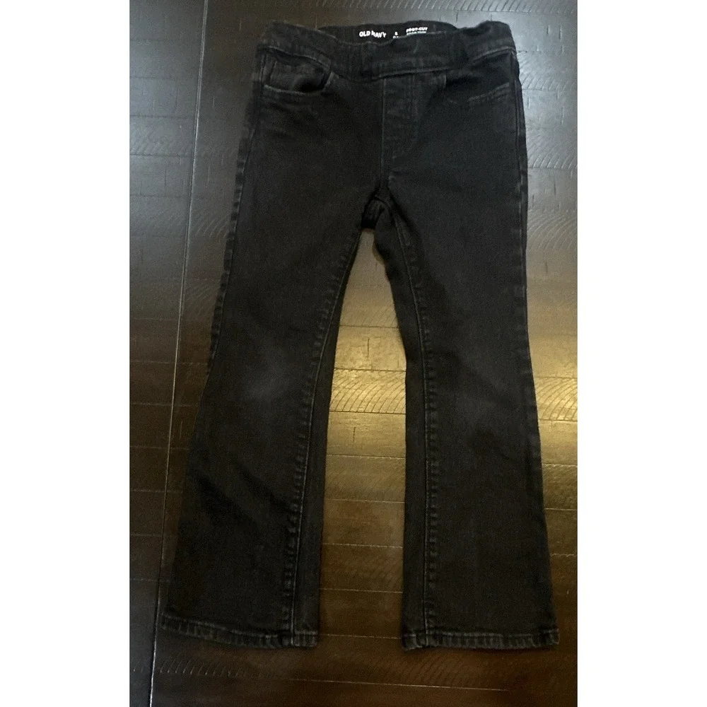 Old Navy Girls Bootcut Jeans Built-In Tough Black Dark Wash Size S 6-7